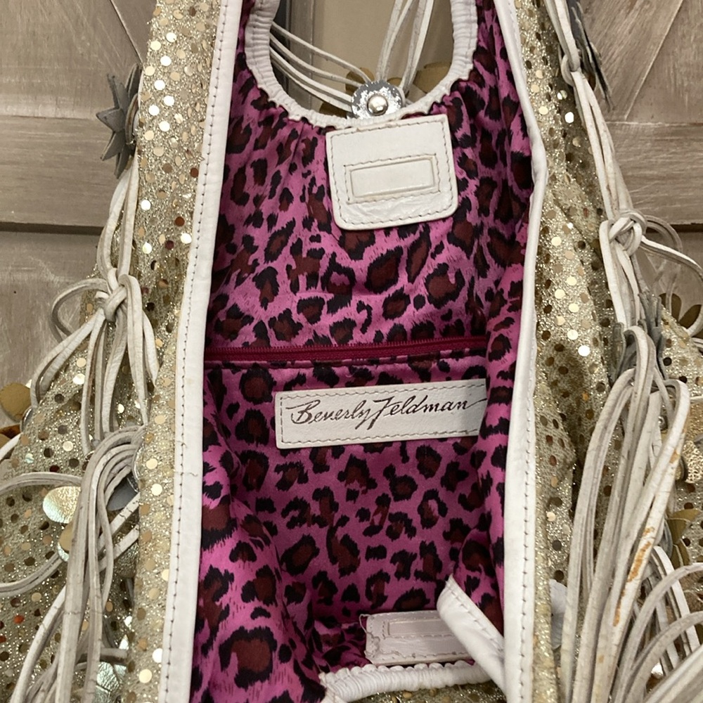 BEVERLY  FELDMAN LEATHER FLORAL  STUDDED RHINESTONE BAG - Picture 5 of 12